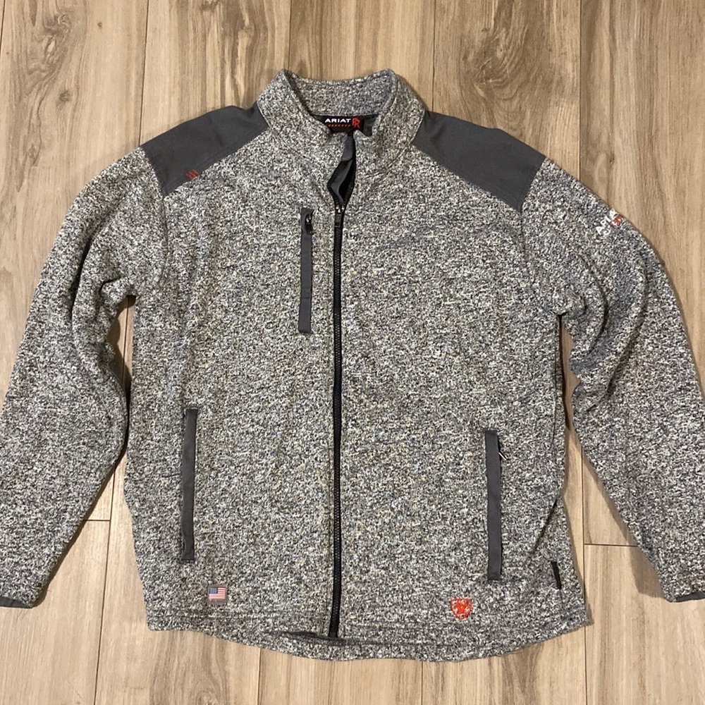 Men’s Ariat FR Sweater Jacket Size Large Full Zip Gray